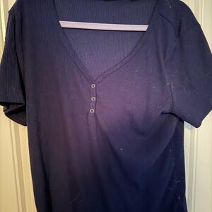 Women's Short Sleeve Ribbed Henley Tee 4 for 20$
